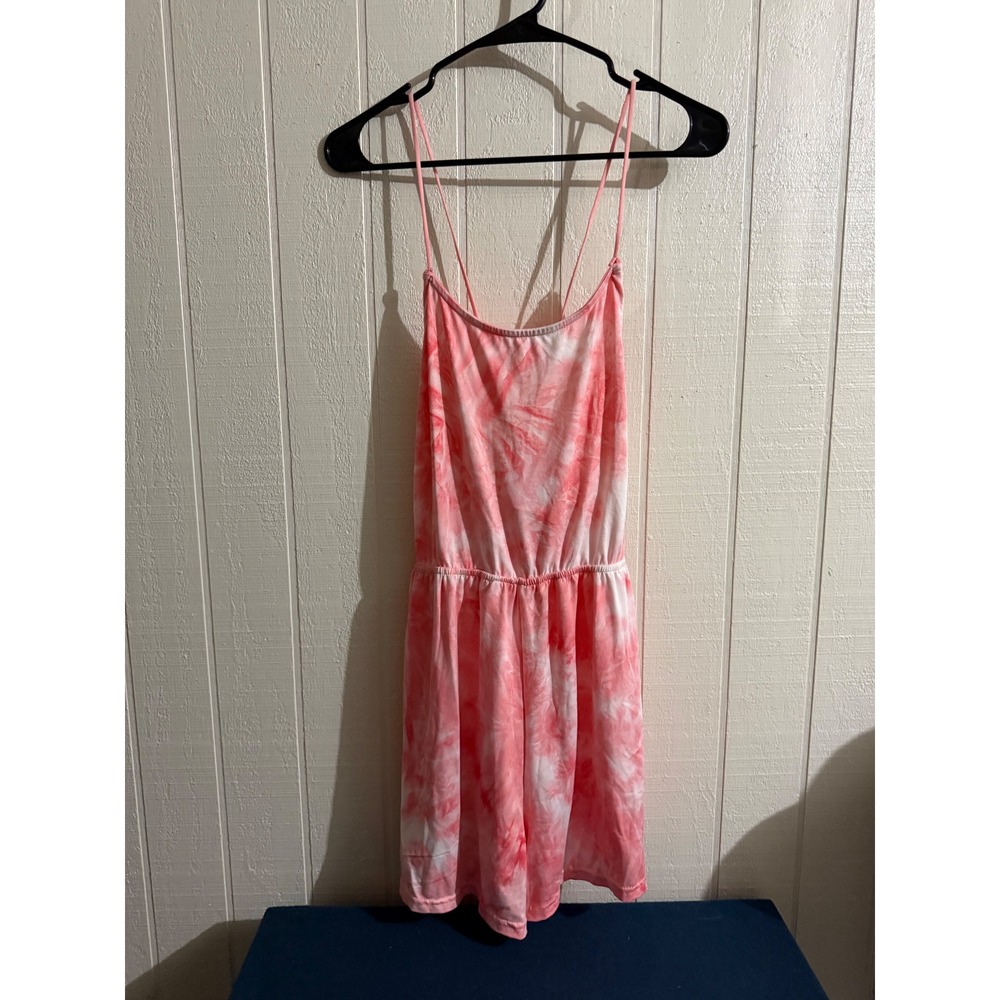 Rue21 Women Pink Tie Dye Spaghetti Strap Open Back Romper Size Large